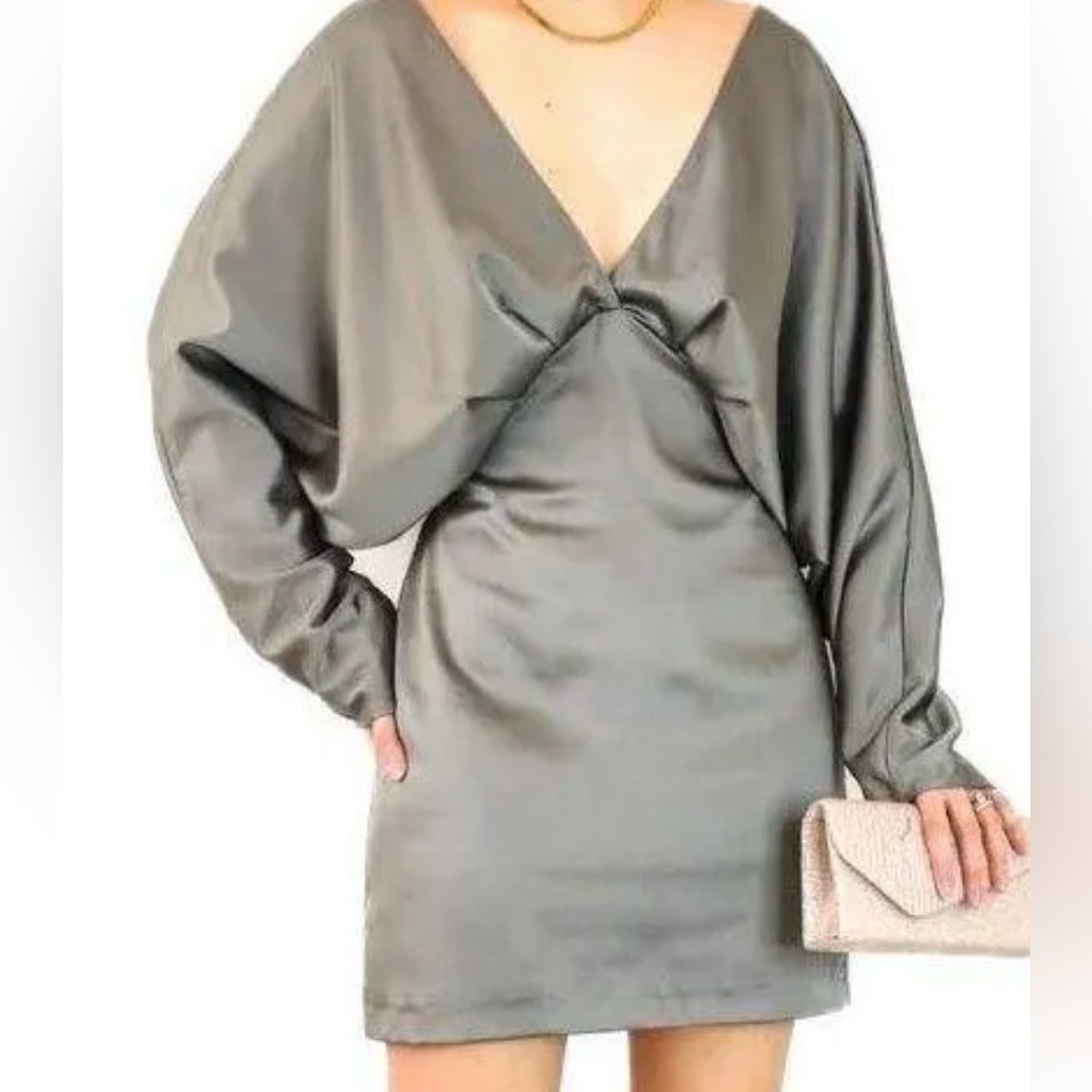 Zara Charcoal Satin Dress
